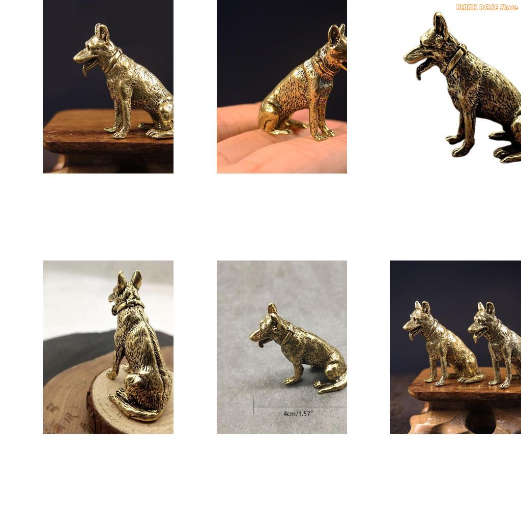 

K1AE Brass Metal Lucky Fortune Dog Statue Small Ornament Vintage Little Puppy Chinese Desktop Tea Pet Sitting Wolf Animal Gifts CN