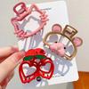 Cute Little Bear Pink Cat Hair Clips Hollowed-out Metal Girls' High School Ponytail Clips Cherry Headwear Hair Accessory Clips