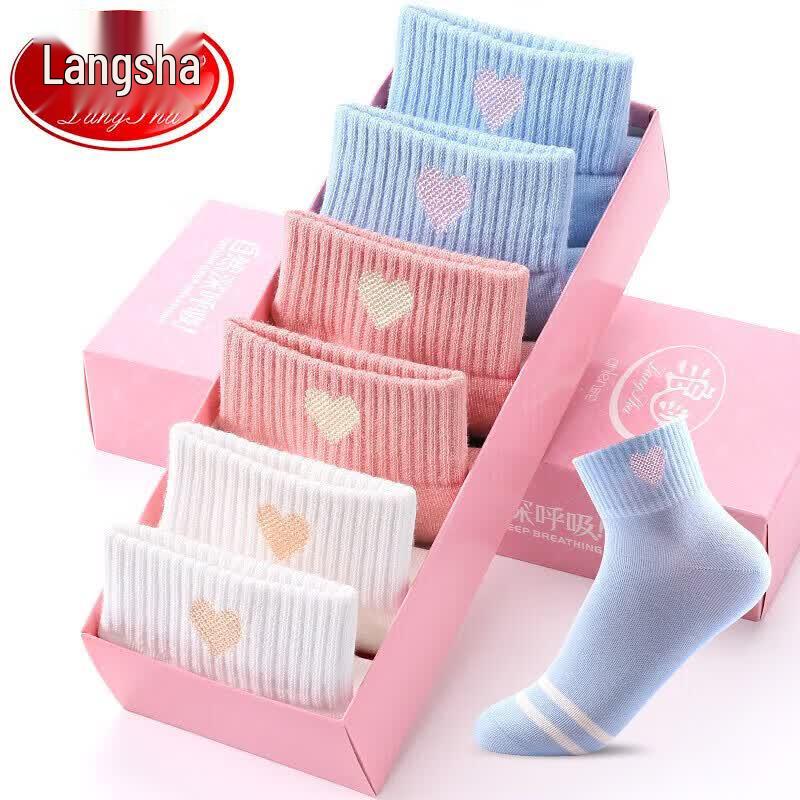 Langsha Women s Pure Cotton Ankle Socks 6-Pack One Size