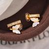 Gold Plated Zircon Bow Pearl Ear Clip, No Piercing Required; Elegant High-End Jewelry for Women.