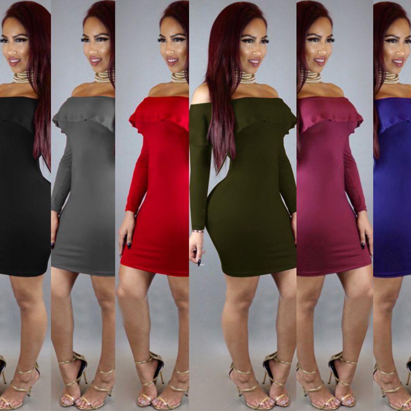 Elegant Women Strapless Bodycon Long Sleeve Evening Party Mini Dress Off Shoulder