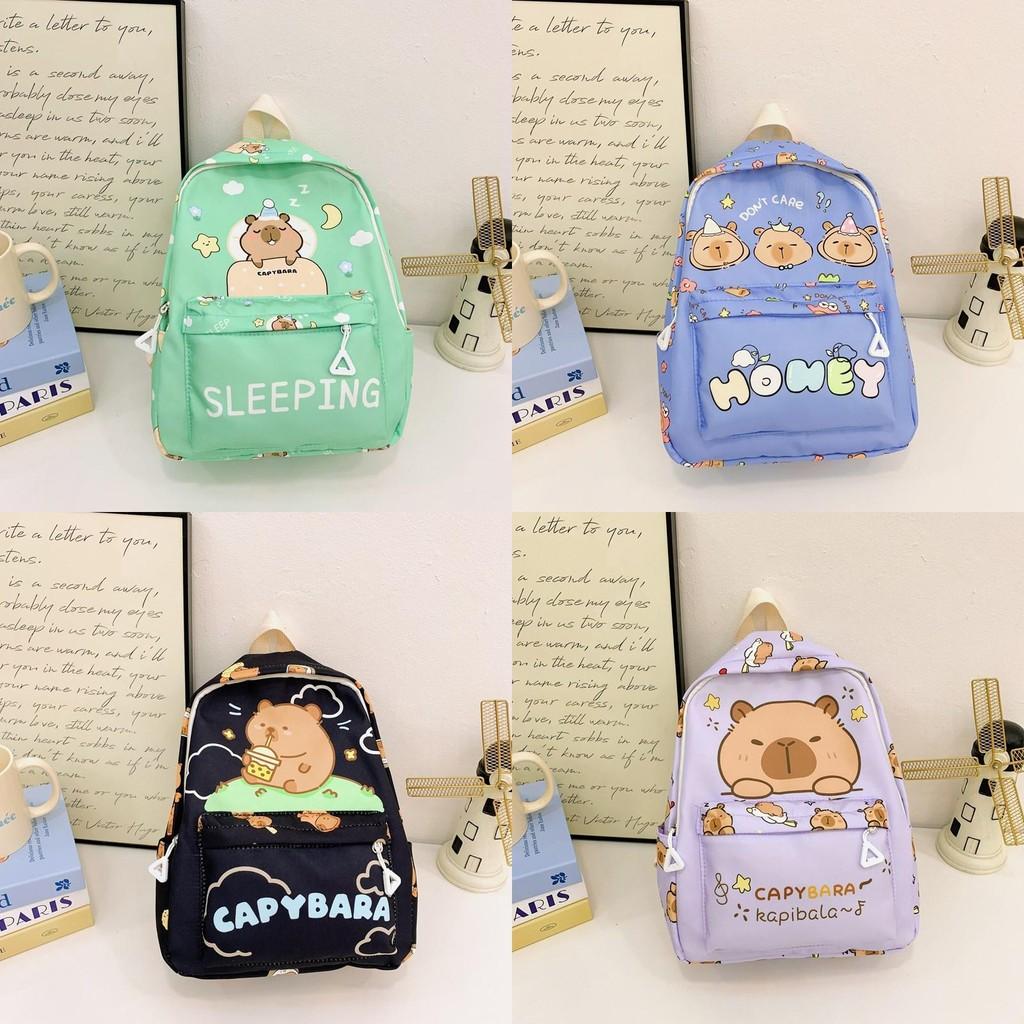 Themed Capybara Childrens Backpack With Letter And Cartoon Print For Use School
