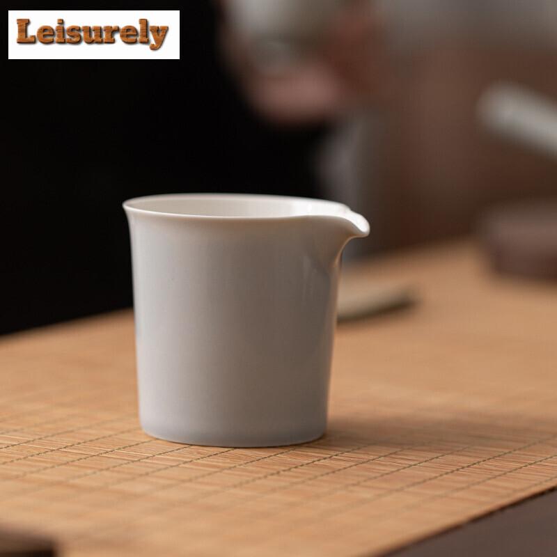 180ml Retro Ice Gray Galze Ceramic Tea Pitcher Retro Fair Cup Cha Hai Household Justice Cup Tea Services Decoration Accessories