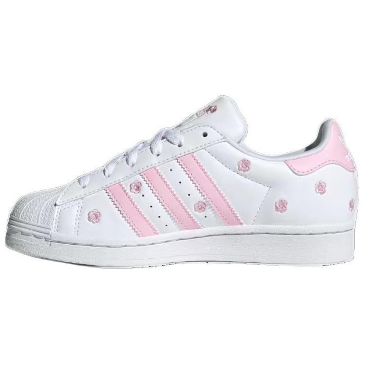 adidas Superstar J Sneakers Ricamo Floreale Rosa per Bambini Bianco Bianco Nuvola Rosa Trasparente IG7015