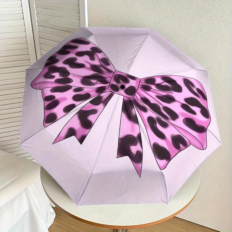1pc Pink leopard print bow Print Umbrella , Multi-functional Umbrellafor Men & Women, Valentine s Day Gift0817013