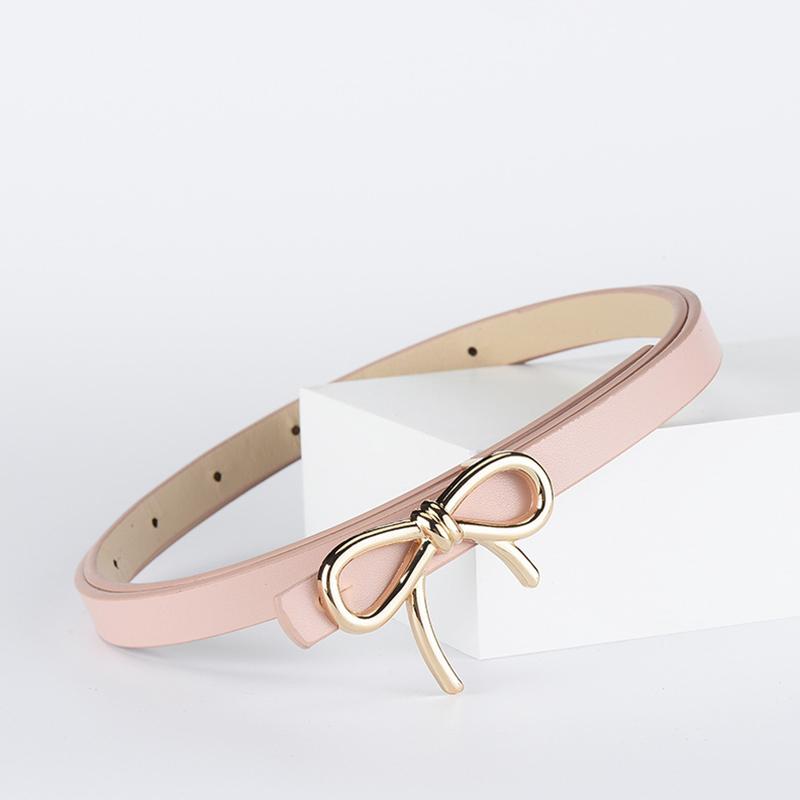 1Pc Women's Solid Color Metal Buckle Skinny Ladies Dress Thin Waistband Waist Belt PU