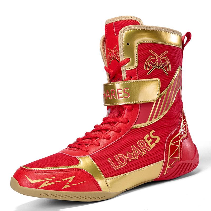 Scarpe da boxe da uomo e da donna high-top da combattimento Sanda scarpe speciali Allenamento fitness indoor Scarpe da wrestling Scarpe professionali per free fighting
