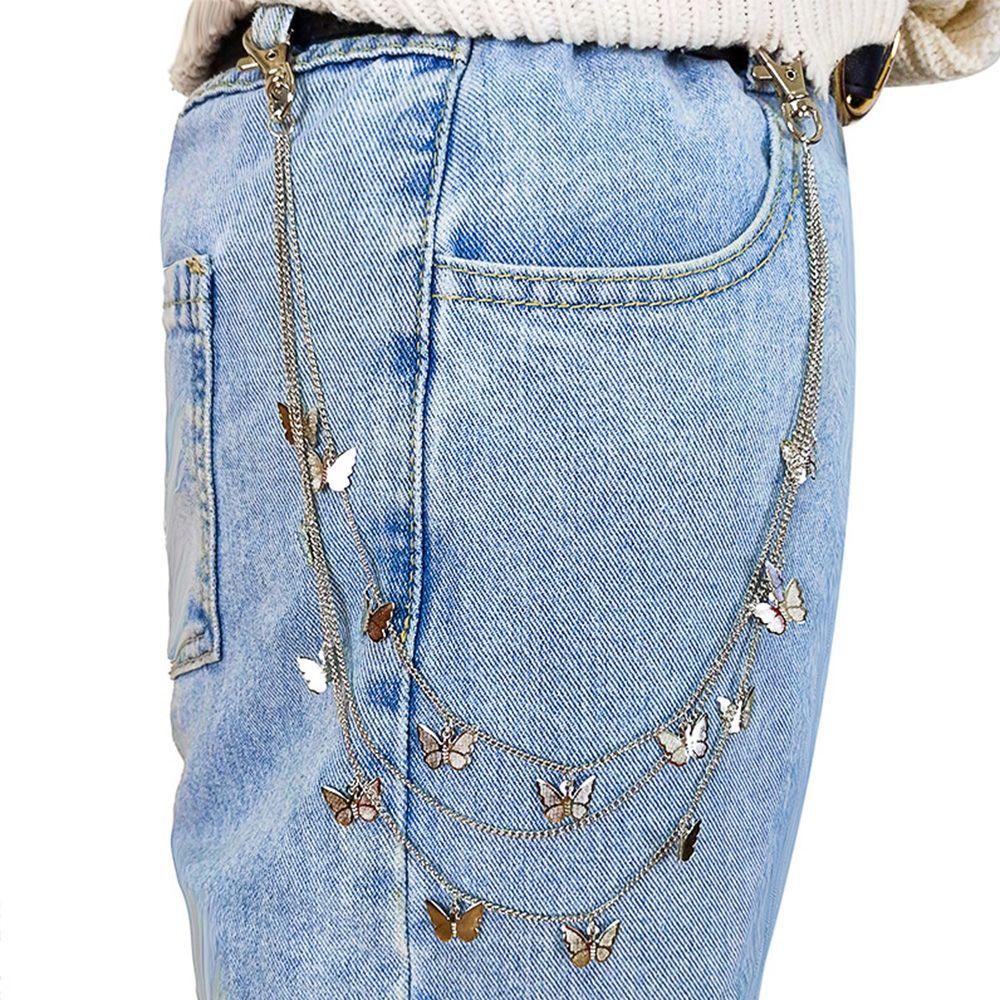 Waist Belt Multi Layer Women Punk HipHop Butterfly Belts Pants chain Waistband Waist Chain