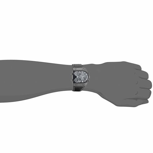 Men's Leather Band Analog Watch, Square Face, Leather Strap, Made In Japan, Black