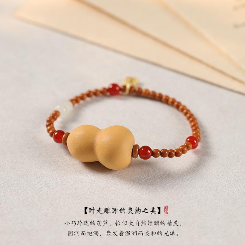 Kürbis Glücksarmband mit Olivenkern-Perlen, Neues chinesisches Stil Weiches Fingerwickelarmband, Traditionelles chinesisches Kunsthandwerk, Trendiges Design