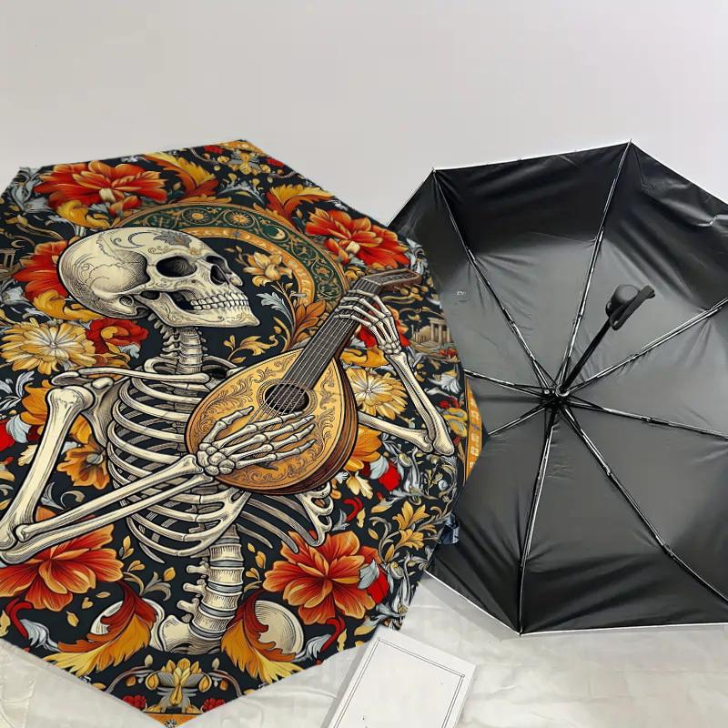 1PC Skeleton Floral Umbrella-8-Rib Reinforced Portable Folding Travel Suitable for All Seasons Outdoor Daily Use Is an Ideal Choice  -K0423