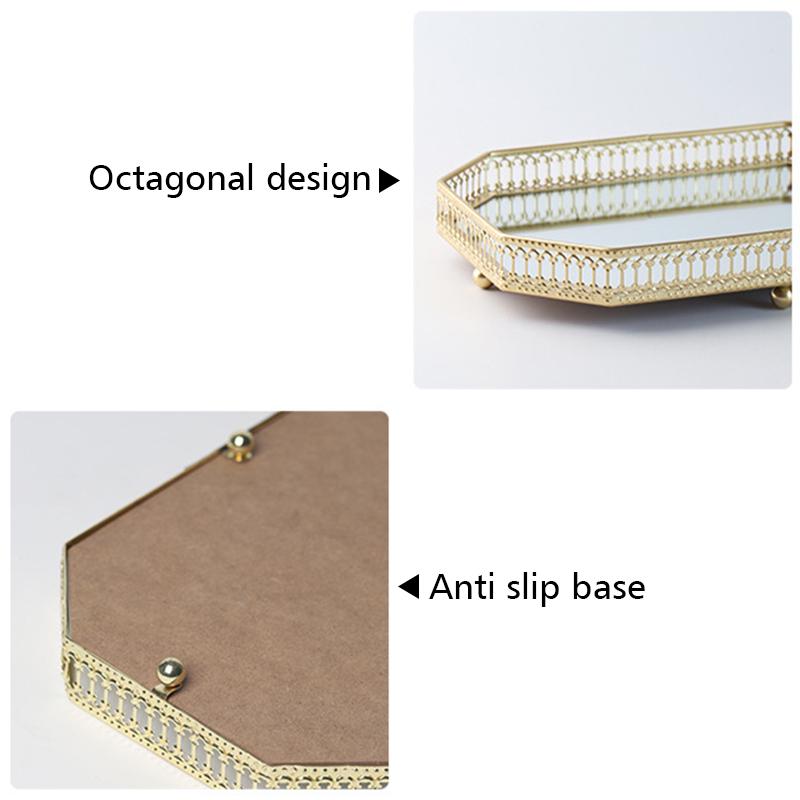 1PC Metal Cosmetics Trays Octagonal Versatile for Accessories Jewelry Tray Elegant Tray Organizer Jewelry 2 Sizes
