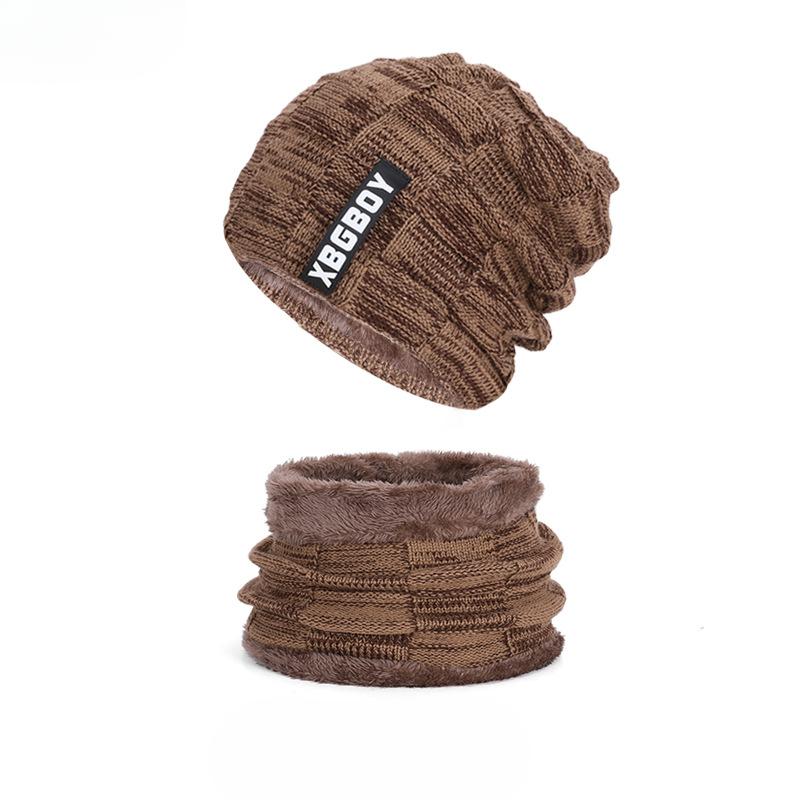 Winter Hat, Pullover Hat, Scarf Set, Fleece and Thickened Woolen Hat for Men