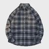 Men's Hong Kong-Style Plaid Velvet-Lined Long-Sleeve Shirt - Trendy Japanese-Inspired Autumn/Winter Jacket