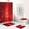 Christmas Printed Shower Curtain Floor Mat Four-Piece Bathroom Toilet Non-Slip Absorbent Carpet Toilet Non-Slip Door Mat