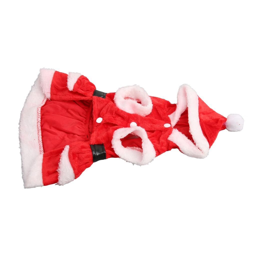 Pet Christmas Dress Soft Thickened Double Sided Coral Fleece Breathable Button Closure Dog Santa Dress for Winter