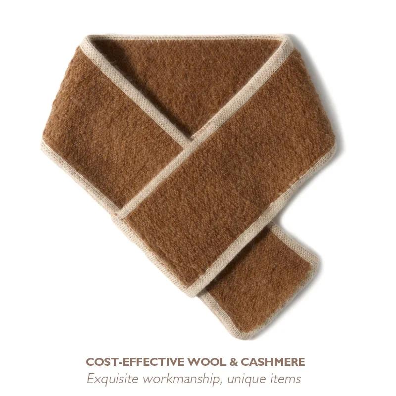 Cashmere Through-Hole Small Scarf Toweling Terry Knitted Neck Warmer Women Autumn Winter Cowl Men Soft Wool Cashmere Accessories