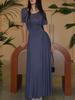 European and American women's clothing summer new fashion slim and thin round neck short-sleeved pleated pendulum long dress