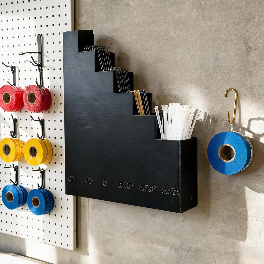 Heavy Duty Wall Mount Zip Tie Organizer Multi-Size Cable Tie Storage Dispenser for Garage Workshop