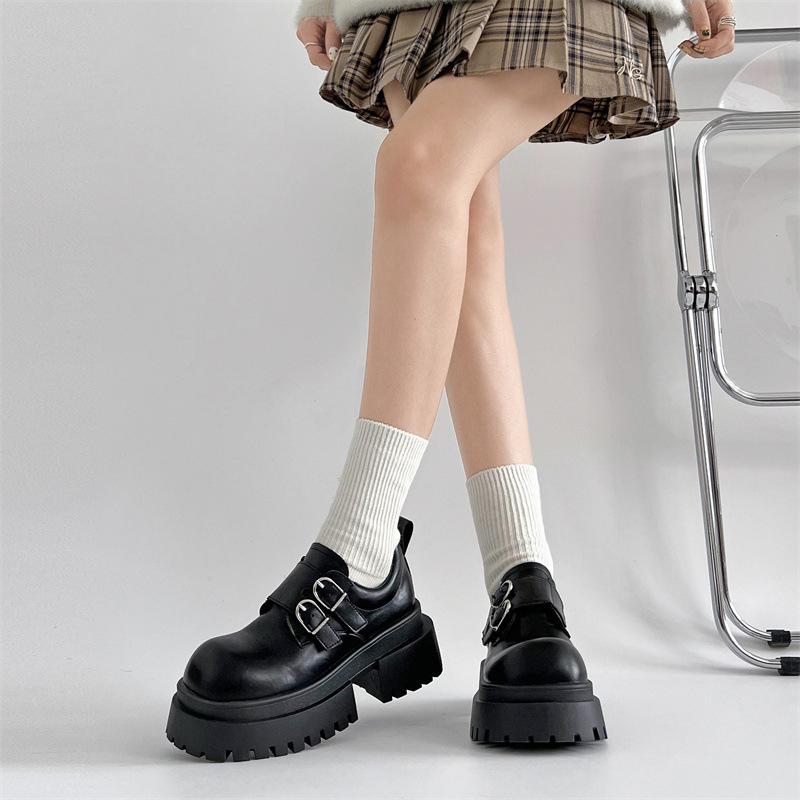 Black Retro Versatile British Style Platform Small Leather Shoes Women's 2025 New Autumn and Winter Skirt Mary Jane Single Shoes