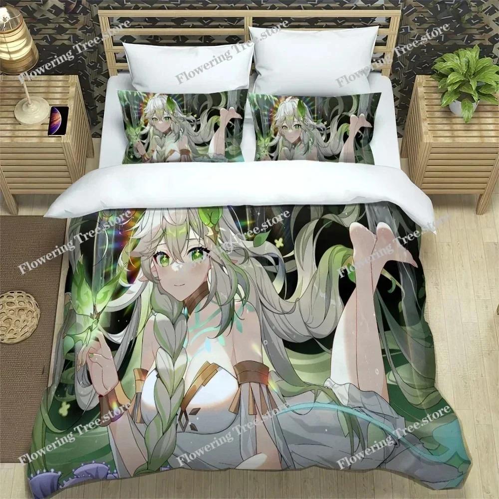 Anime Genshin Impact Bedding Set Boys Girls Twin Queen Size Duvet Cover Pillowcase Bed Kids Adult Fashion Home Textileextile