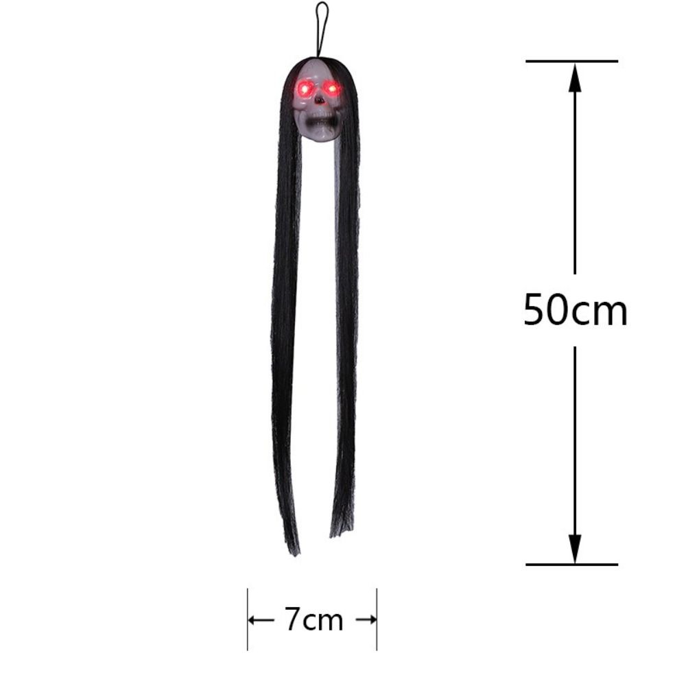 Plastic Halloween Hanging Ghost Red Blinking Eye LED Light LED Light-emitting Skeleton Long Hair Horror Style