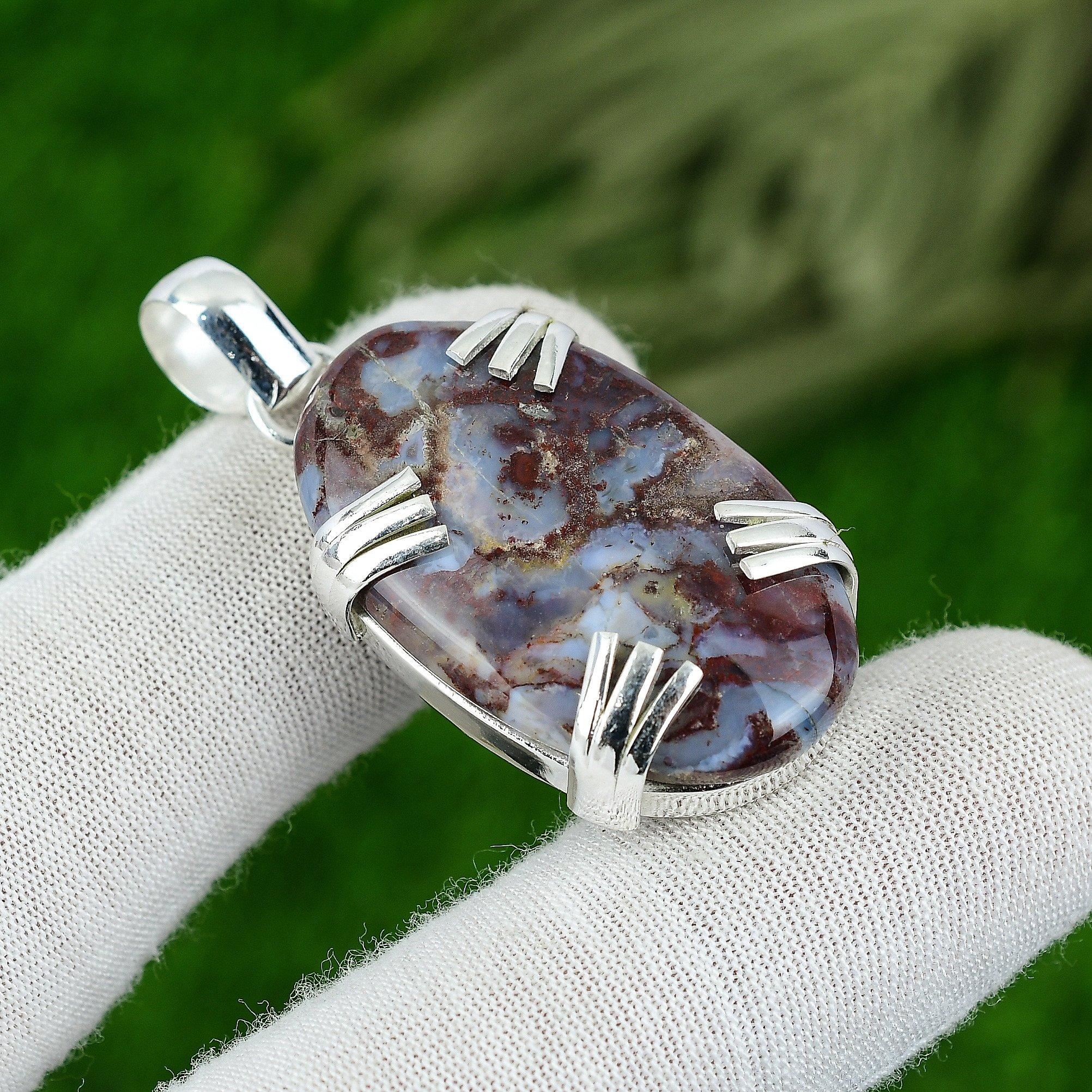 

Сделка ко Дню женщин Подвеска-украшение из серебра 925 пробы с камнем радужный яшма для жены