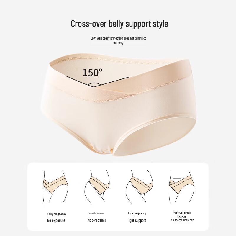 Langsana Women's Low-Waist Pure Cotton Antibacterial Maternity Underwear