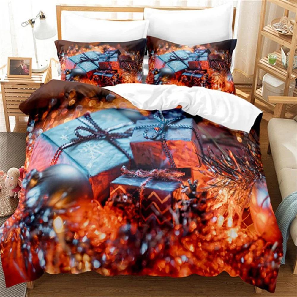 Jul Ruter God Jul Tre Dynetrekk Twin King Festival Julenissen Reinsdyr Sengetøy Sett Polyester Dyne For Voksne Hjemmedekor