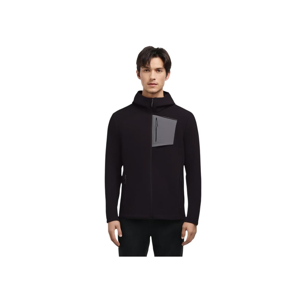 Anta Champion Outdoor Series Color Block Zipper Hooded Comfortable Breathable Versatile Casual Jacket Men Jackets Basic-Black Castle-Gray 152510719-3