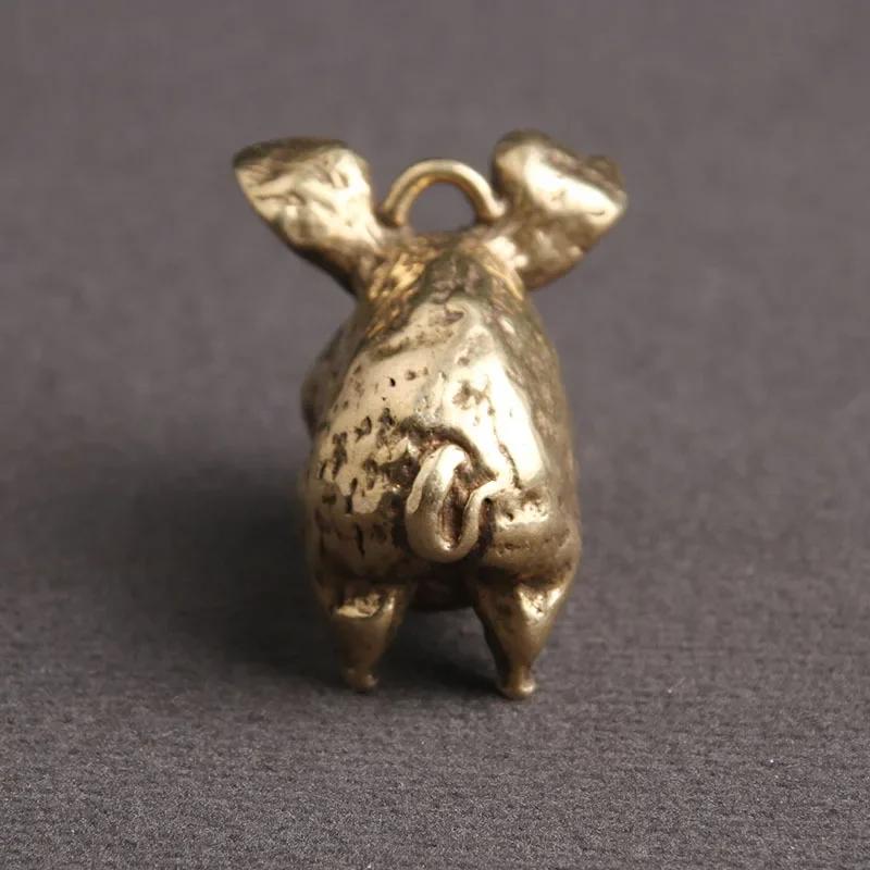 Brass Flying Pig Statue Copper Chinese 12 Zodiac Home Decoration Retro Lucky Animal Figurine Small Table Desk Ornaments