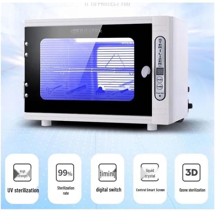 Compact 8W UV Nail Sterilization Cabinet with Timer - Double-Layer Design and Ozone Light Therapy