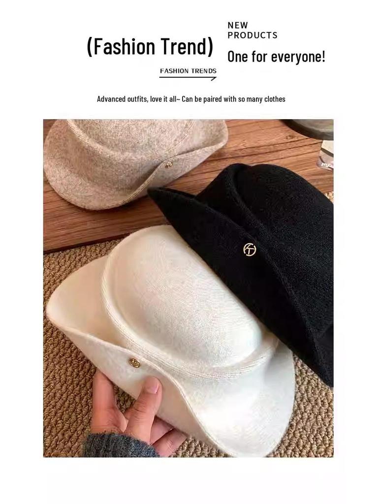 Korean-Style Rolled Brim Beret for Women - Elegant, Versatile Spring & Autumn Fashion Hat