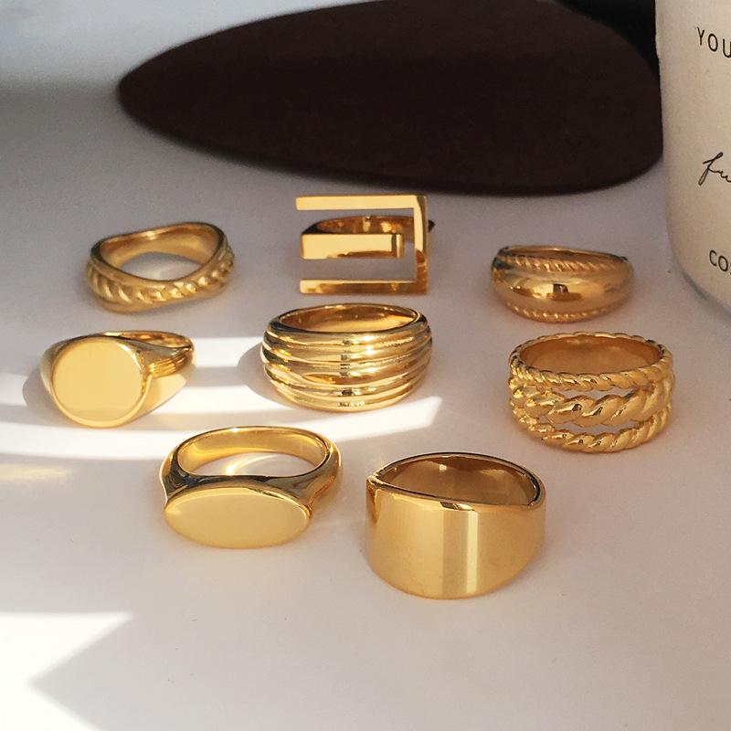 18K Vergoldeter Geometrischer Ring - Stilvoller Europäischer & Amerikanischer Retro Cool Style