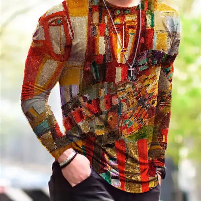 Gothic Street Style Hip Hop Rock Men's Long Sleeve T-Shirts Spring Autumn 3D Printing Youthful Vitality Tops Tees Plus Size 6XL