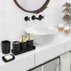 6Pcs Modern Bathroom Storage Set Includes Toothbrush Holder Hydraulic Liquid Dispenser Bottle Trash Can Cup Set