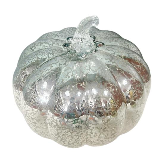 LED Glass Pumpkin Lantern with Smart Timer 10 Warm LEDs