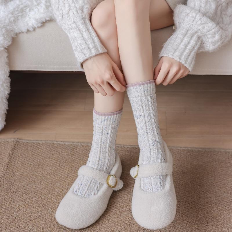Wool Socks Children'S Thickened Warm Tube Socks Ideas Yarn Stacking Socks Women'S Winter Maillard Color