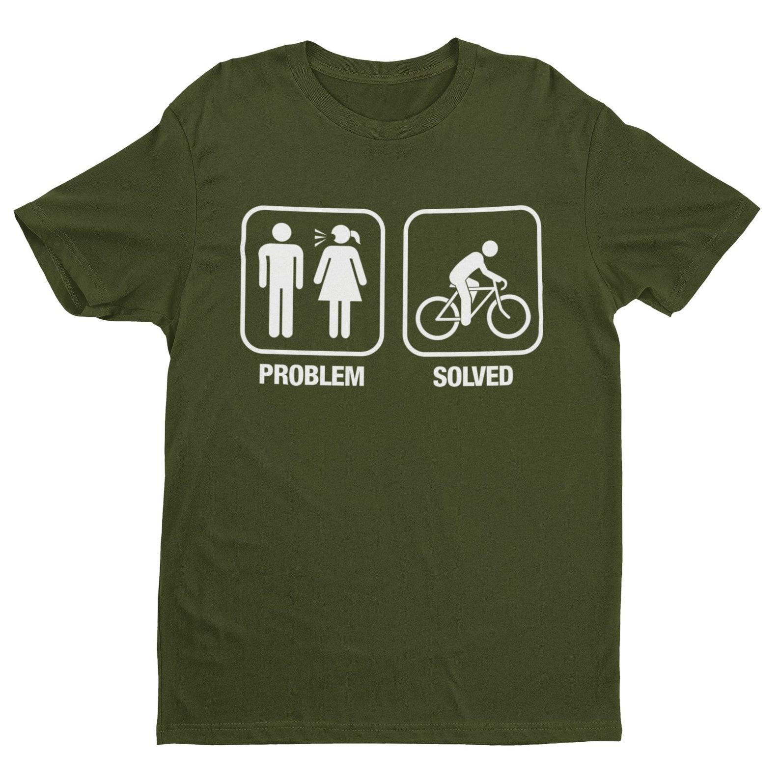 Funny Cyclist T Shirt Problem Solved with funny nagging wife partner girlfriend graphic 2XL