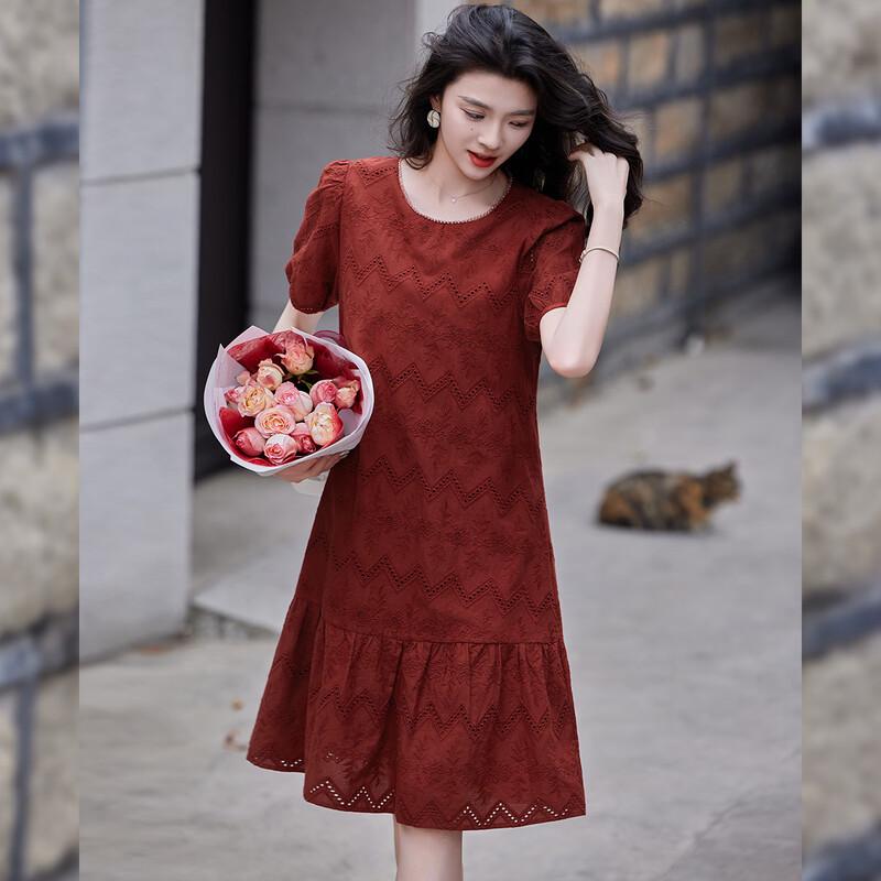 

Bailuyu Puffy Sleeve Cutout A-Line Midi Dress M