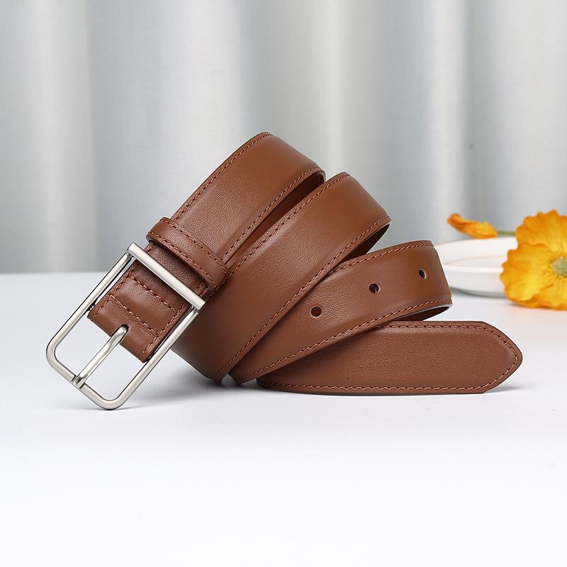 2.8Cm Genuine Leather Pin Buckle Belt Women'S Simple Fashion Trend Versatile Pure Cowhide Leisure College Style Belt Women'S