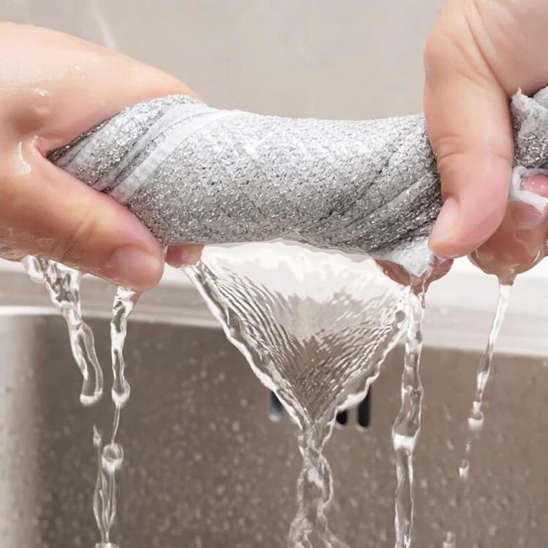New Thickened Cleaning Cloth Kitchen Magic Dishwashing Towel Metal Steel Wire Cleaning Rag Microwave Stove Clean Tool Dish Cloth