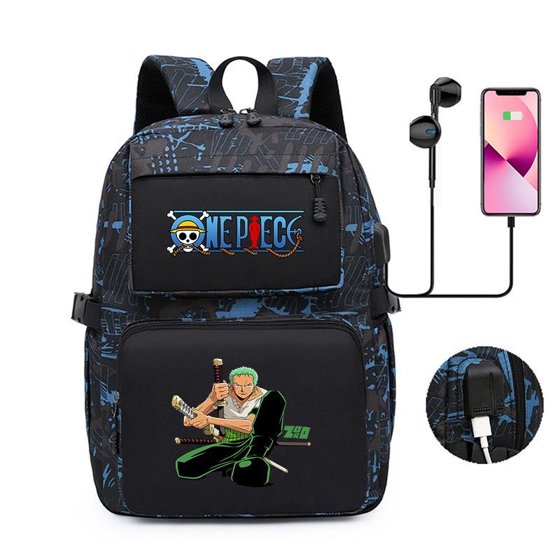 Popular One Piece Periphery, Printed Backpack, Large-Capacity Schoolbag For Young Students, Usb Computer