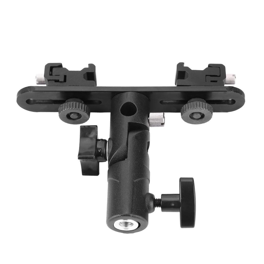 Dual Hot Shoes Flash Lamp Mount Holder Bracket For Camera Video Camcorder