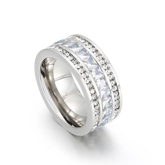 

Chic Stylish Cubic Zircon Anillos Mujer Women Jewelry Bague Stainless Steel Rhinestone Bridal Bridal Bands Rings Event Gathering AccessoryFashion 10