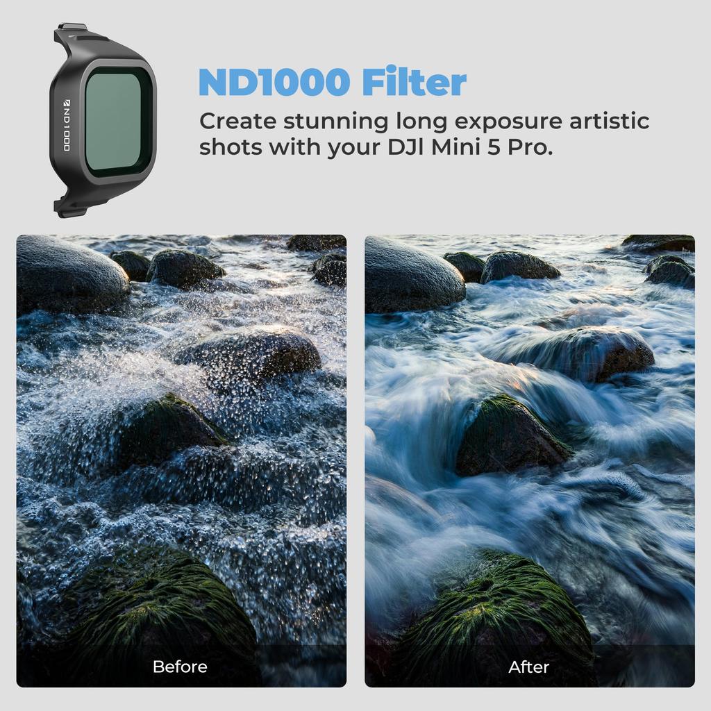 Freewell ND Filters for DJI Mini 5 Pro ND1000 Full Light Control for Cinematic Aerial Footage All-Day 6-Pack – ND16, ND32, ND64, ND256, ND512, –
