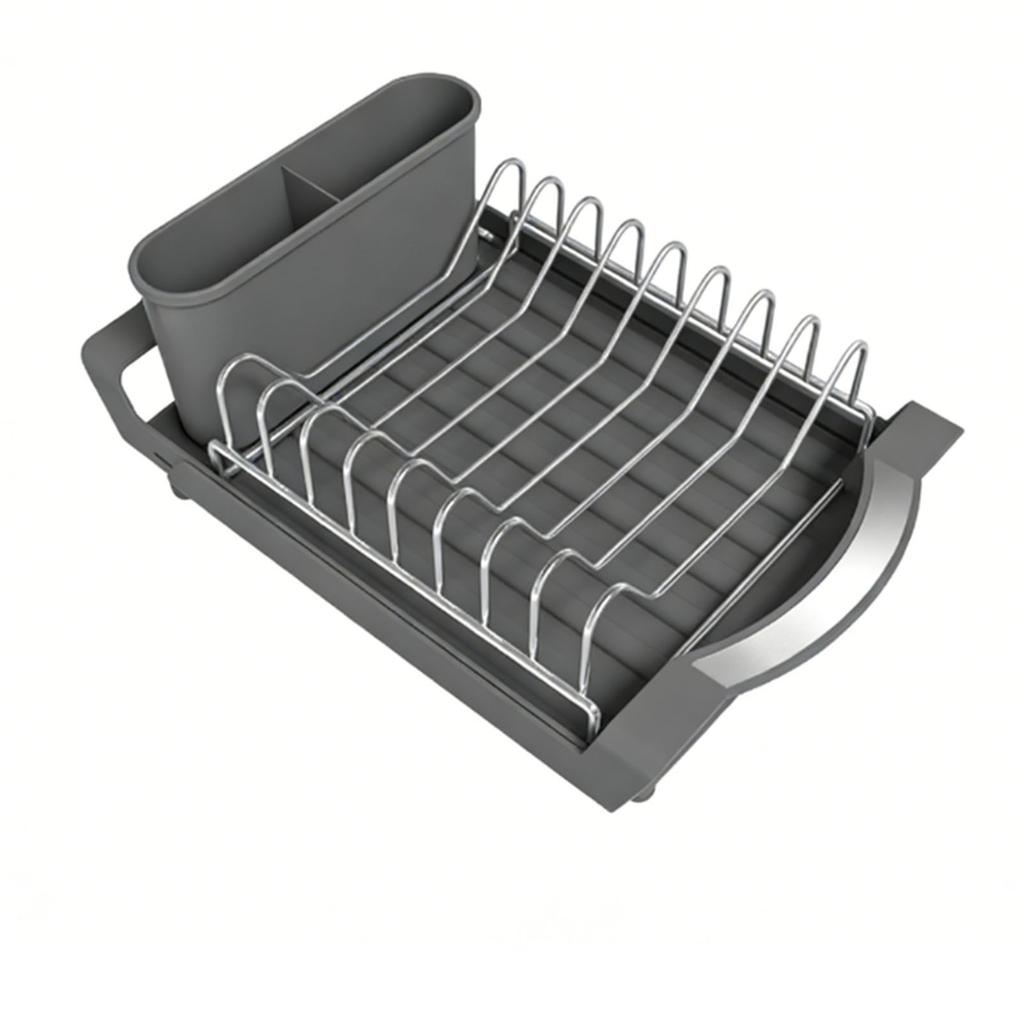 Dish Rack Multifunctional Space Saving Stainless Steel Extendable Dish Drainer for Sink Kitchen Counter Grey