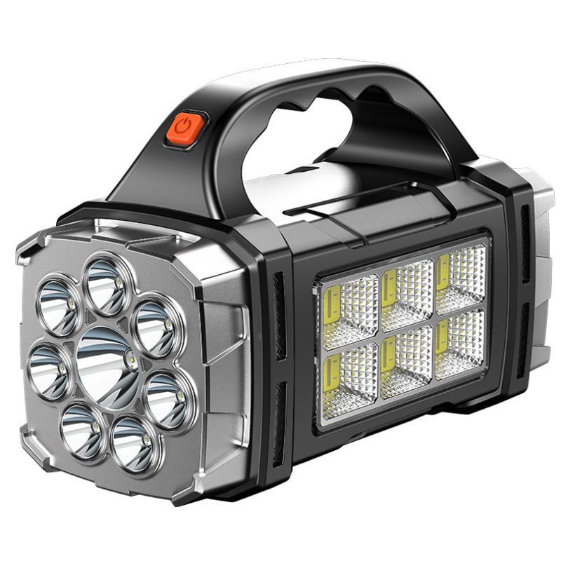Led Flashlight Usb+Solar Rechargeable Flashlight Cob Outdoor Camping Torch Portable Searchlight Power Bank Outdoor