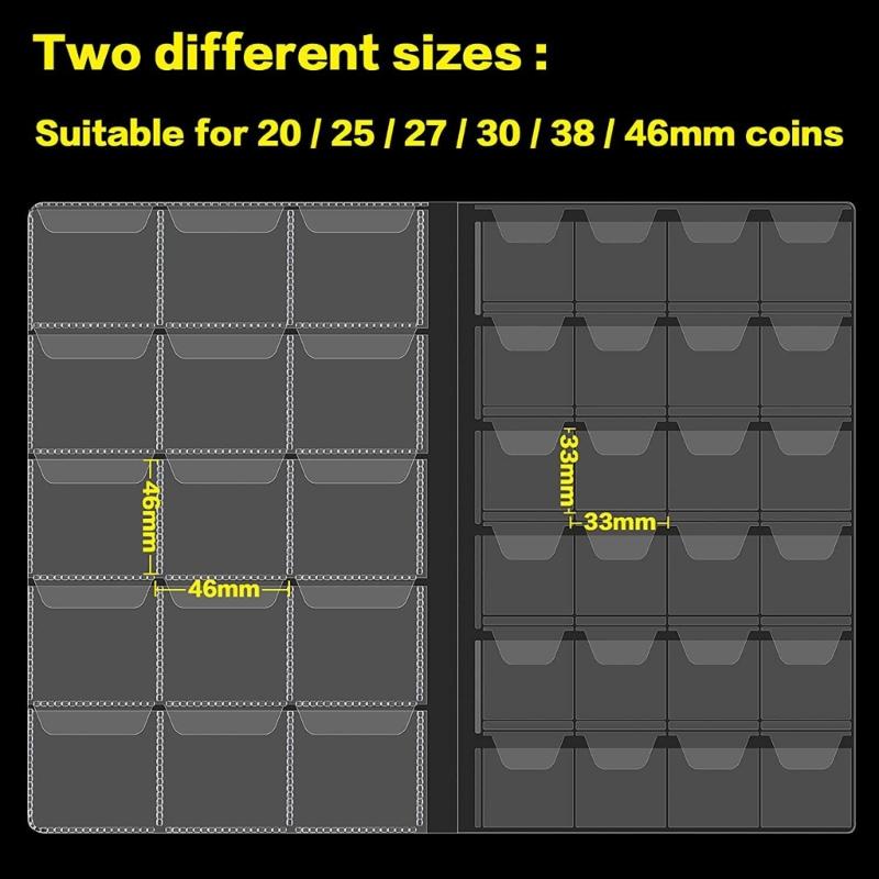 300 Capacity Coin Collection Album Leather PVC Construction Display Organizers For Currency Pennies Quarters Storage