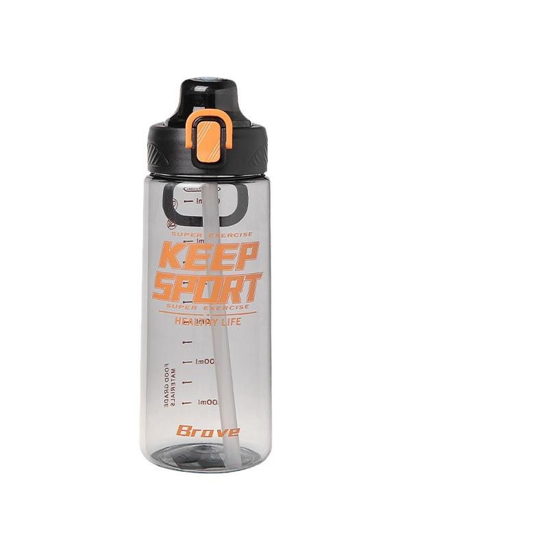 Water bottle, sports water cup, large capacity, men's summer portable student PC plastic straw cup, dual-drinking sleeve, water bottle